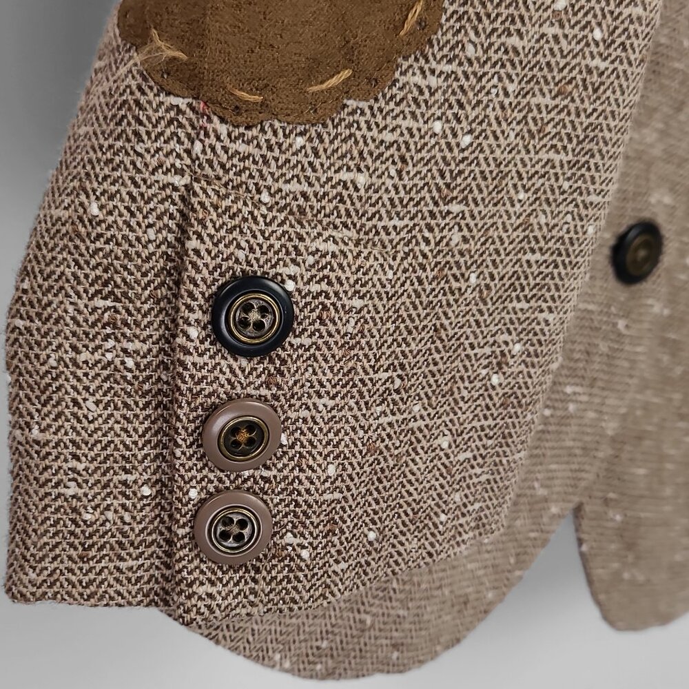 Anthropologie Ett Twa Brown & Ivory Tweed Jacket Size 0 - Picture 5 of 10